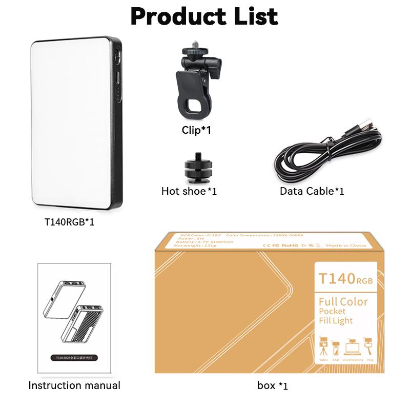 Portable RGB Selfie Light 3100mAh Rechargeable Phone Clip LED Fill Light for Live Broadcast YouTube Vlog Photography Video