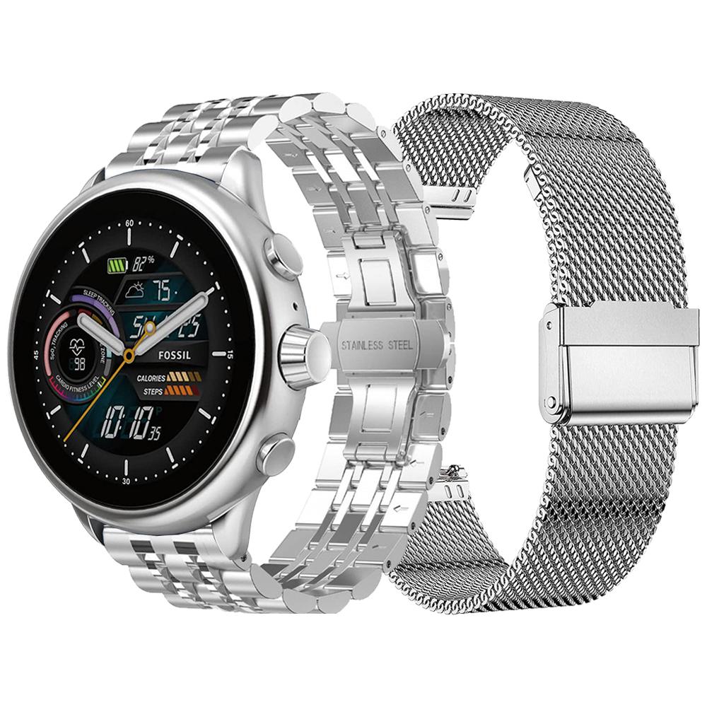 Metalowy Pasek ze Stali Nierdzewnej 20mm Do Smartwatcha Fossil Gen 6 Wellness Edition Siatkowy Pasek Zamienny Pasek do Zegarka Bransoleta