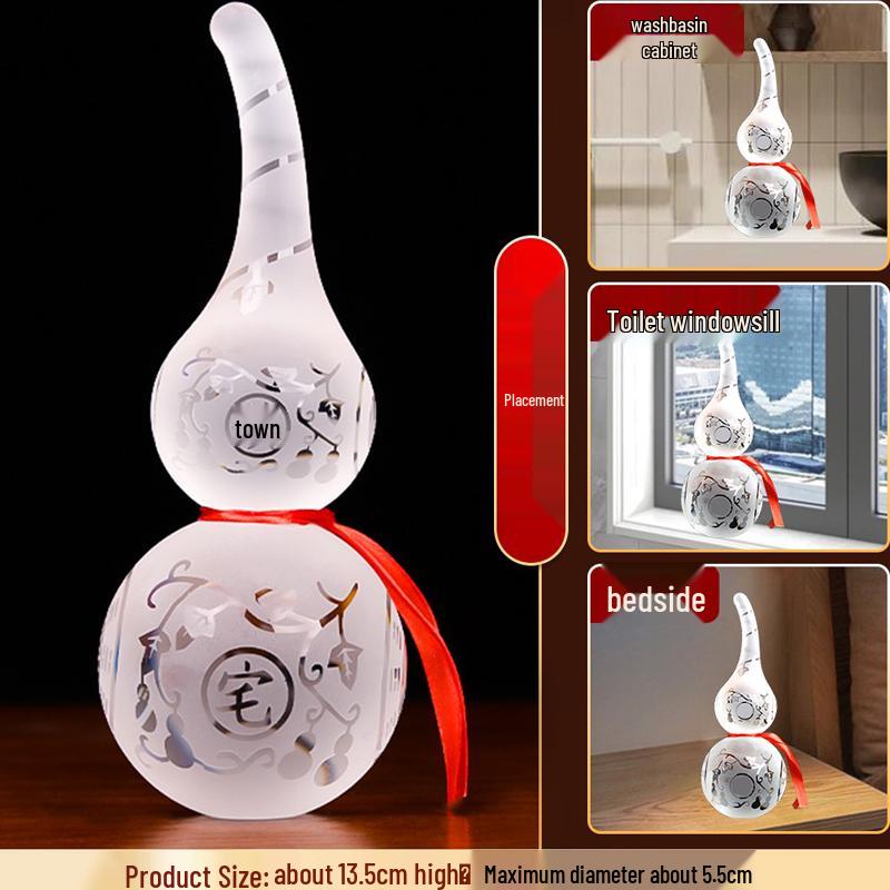 Lapis Lazuli and White Crystal Ruyi Gourd Ornament for Home and Kitchen Decor