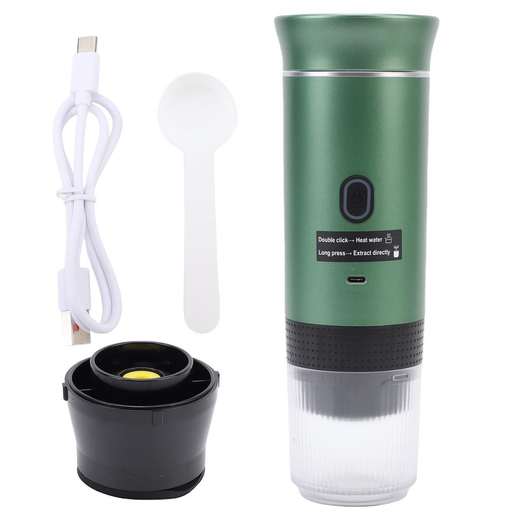 Portable Capsules Coffee Maker 72W 120ML Cup Full Automatic Outdoor Ground Coffee Machine for Home Travel Green