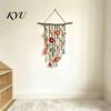 Handcrafted Fabric Wall Hanging Crochet Flower Garden Hanging, Colorful Knitted Tapestry, Handmade Boho Whimsical Tapestry Farmhouse Art for