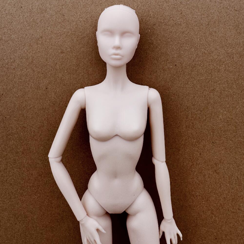 Vintage 1/6 PP Face Mold Doll Figures Joints Movable Solid Doll 30cm Blank Face Head Make Up Practice DIY Doll Playing Parts