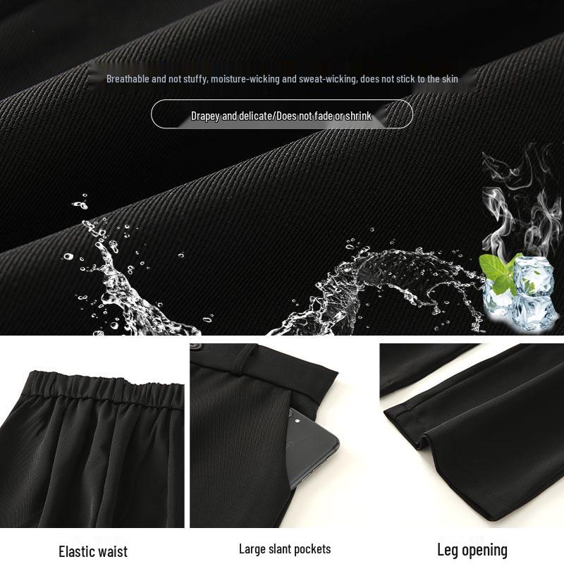 Černé kalhoty s vysokým pasem a širokými nohavicemi pro ženy - Elegantní zeštíhlující oblekové kalhoty na jaro/podzim