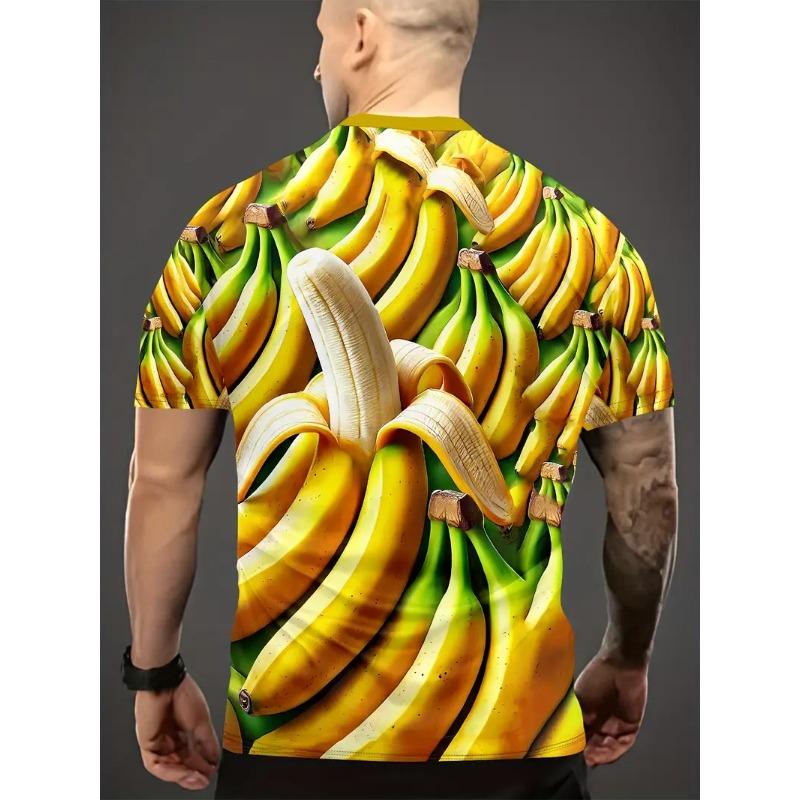 Men's 3D Printed Round Neck Casual T-shirt for Summer Wear Lightweight Breathable Trendy Vibrant Fresh Produce Element Pattern Printed T-shirt