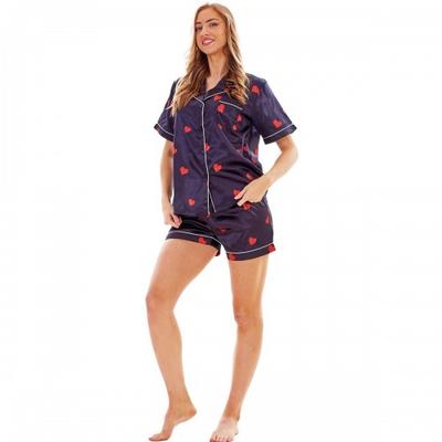 Keanu Damen/Damen Satin Kurzarm Shorty Pyjama Set