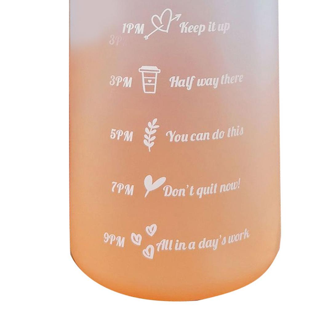 Straw Bottle Leakage Proof Frosted Gradient Color Open Sports Water Cup with Handle Clear Scale 2000ml