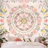 Boho Floral Tapestry, Pink Pastel Watercolor Flower Wall Art Cloth for Bedroom, Living Room, Dorm & Aesthetic Room Decor