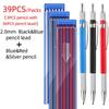 Black Tech Multi-Color 2.0mm Automatic Graphite Pencil with Replaceable Lead - No Sharpening Needed, Ideal for Drawing & Engineering