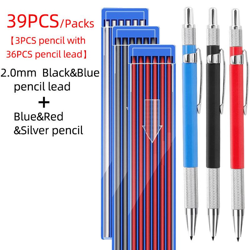 Black Tech Multi-Color 2.0mm Automatic Graphite Pencil with Replaceable Lead - No Sharpening Needed, Ideal for Drawing & Engineering