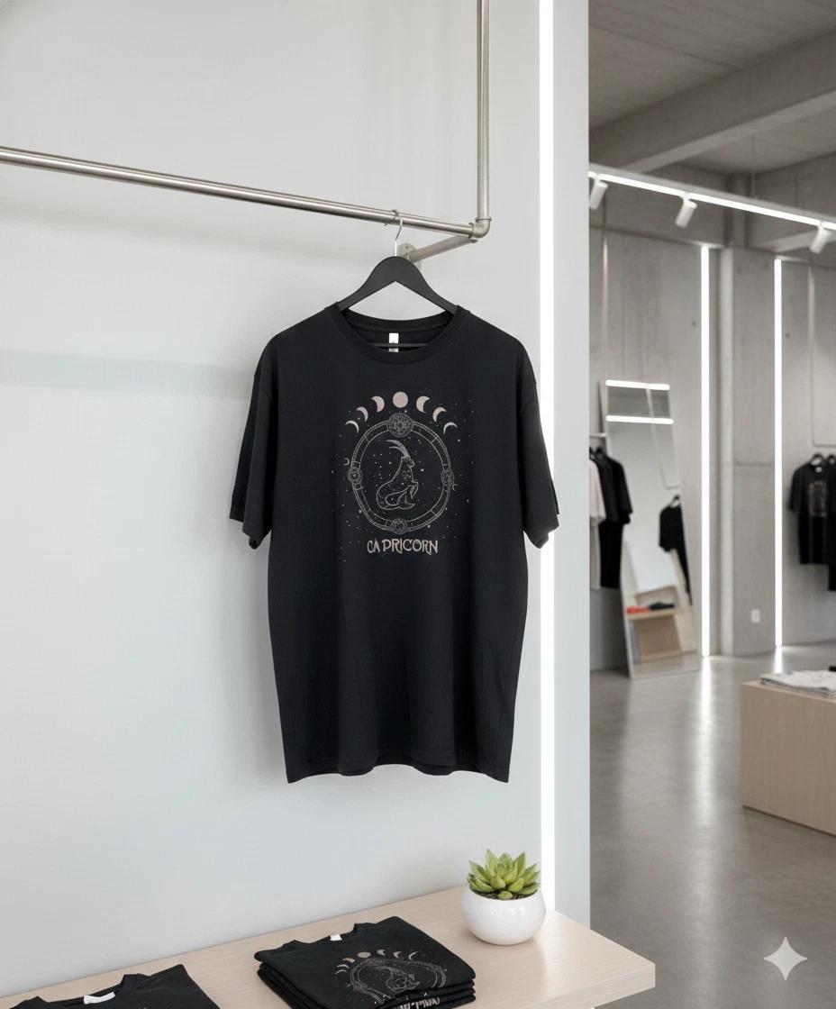 

Unisex Adult Casual Graphic Capricorn Zodiac Graphic T-Shirt Astrol... S