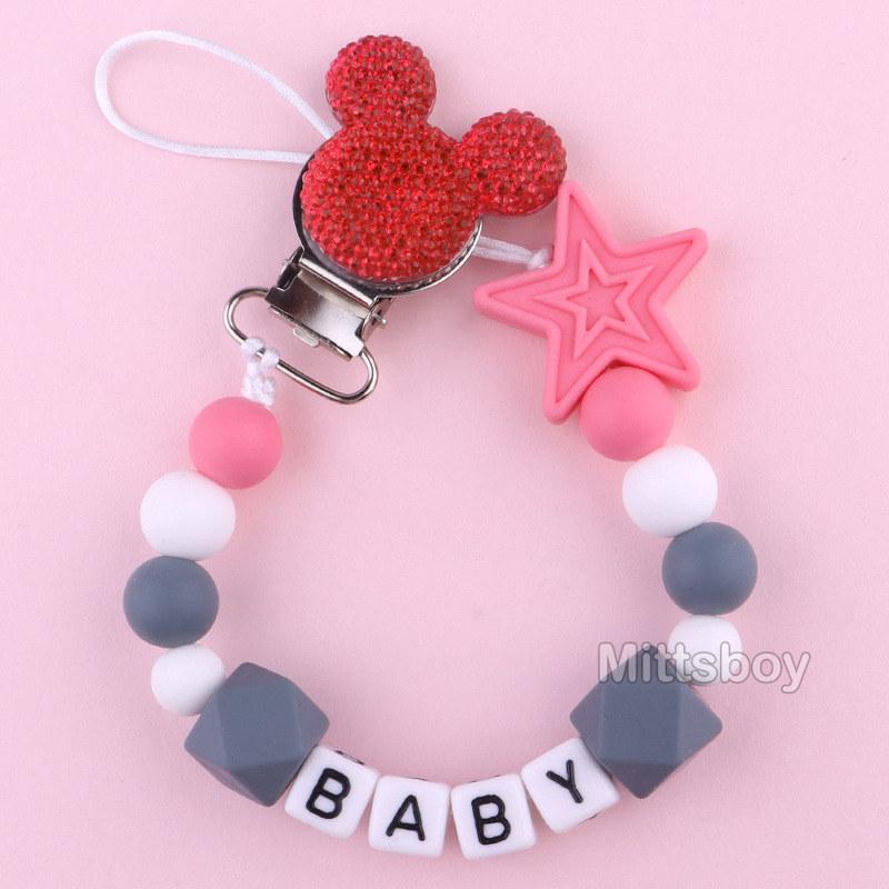 Newest Custom Personalized Name Pacifier Clips Handmade Beech Chains Silicone Beads Holder Soother Baby Teething Toys Chew Gift