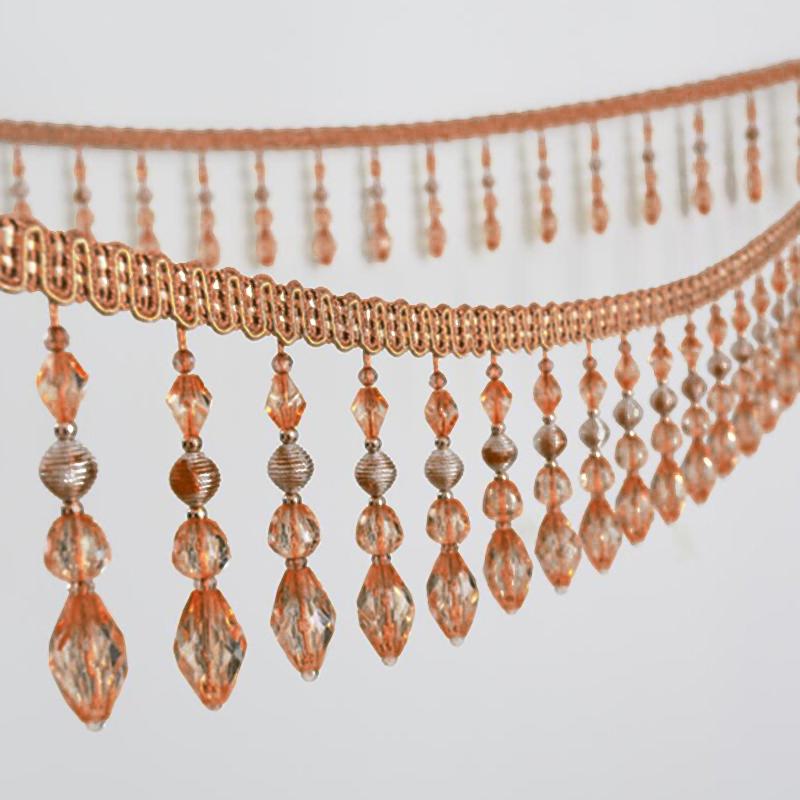 1M Curtain Lace Crystal Beads Decoration Lace Tassel Accessories Pendant Ball Pumpkin Beads Fringe Trim Upholstery Decor
