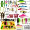 133/83pcs Fishing Lures Kit for Topwater Bait Rigs Tackle Kit for Bass Trout Salmon Fishing Accessories