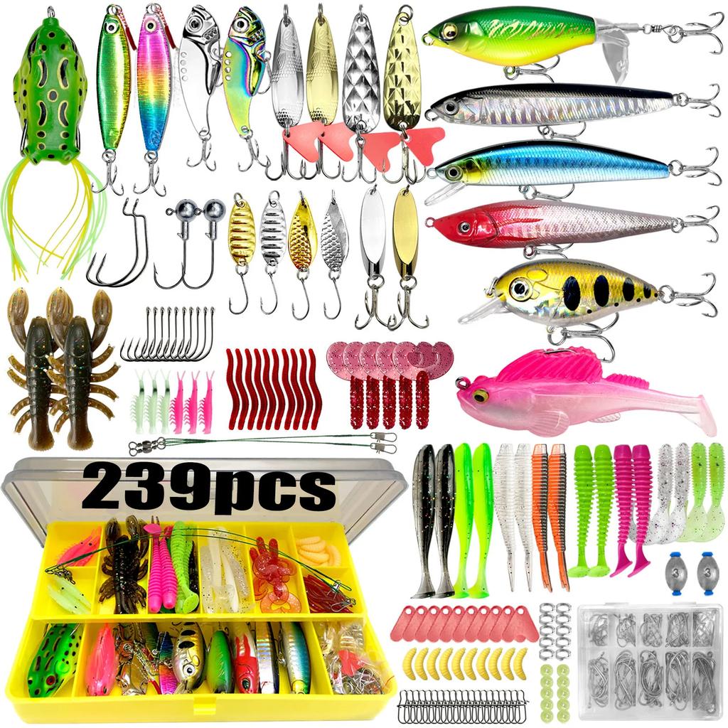 133/83pcs Fishing Lures Kit for Topwater Bait Rigs Tackle Kit for Bass Trout Salmon Fishing Accessories