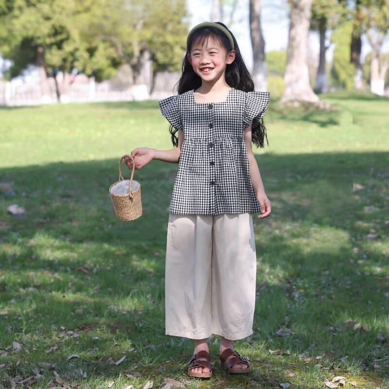 Straight Pants Girls Leg Loose Fit Casual Trousers Summer Wear for Girls Mid-to-Big Children Thin Wide Leg Pants