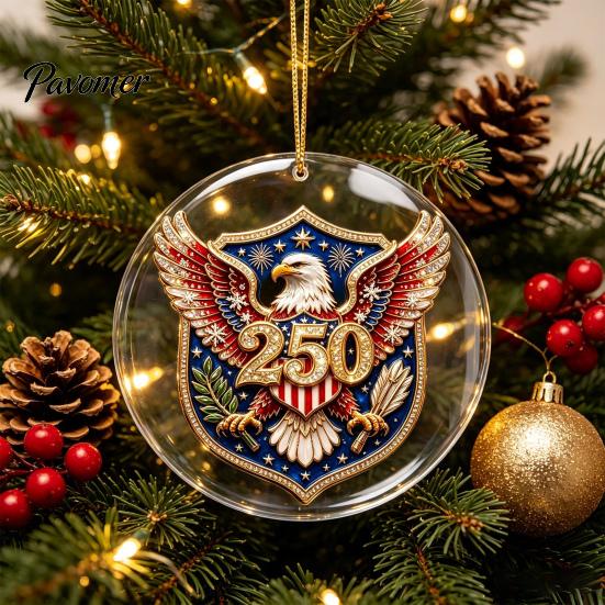 Restaurant Hotel Christmas Decorations 250th Anniversary Acrylic Hanging Ornament, Double Side Printed Festive Holiday Decor Thoughtful Gift for Loved