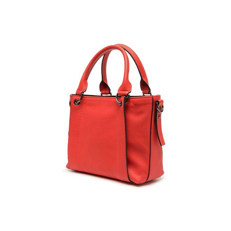 Longchamp 3D Front Logo Embellished Zipper Closure Small Calfskin Tote Bag Women Tote Bags Bright-Red 10197HCV545