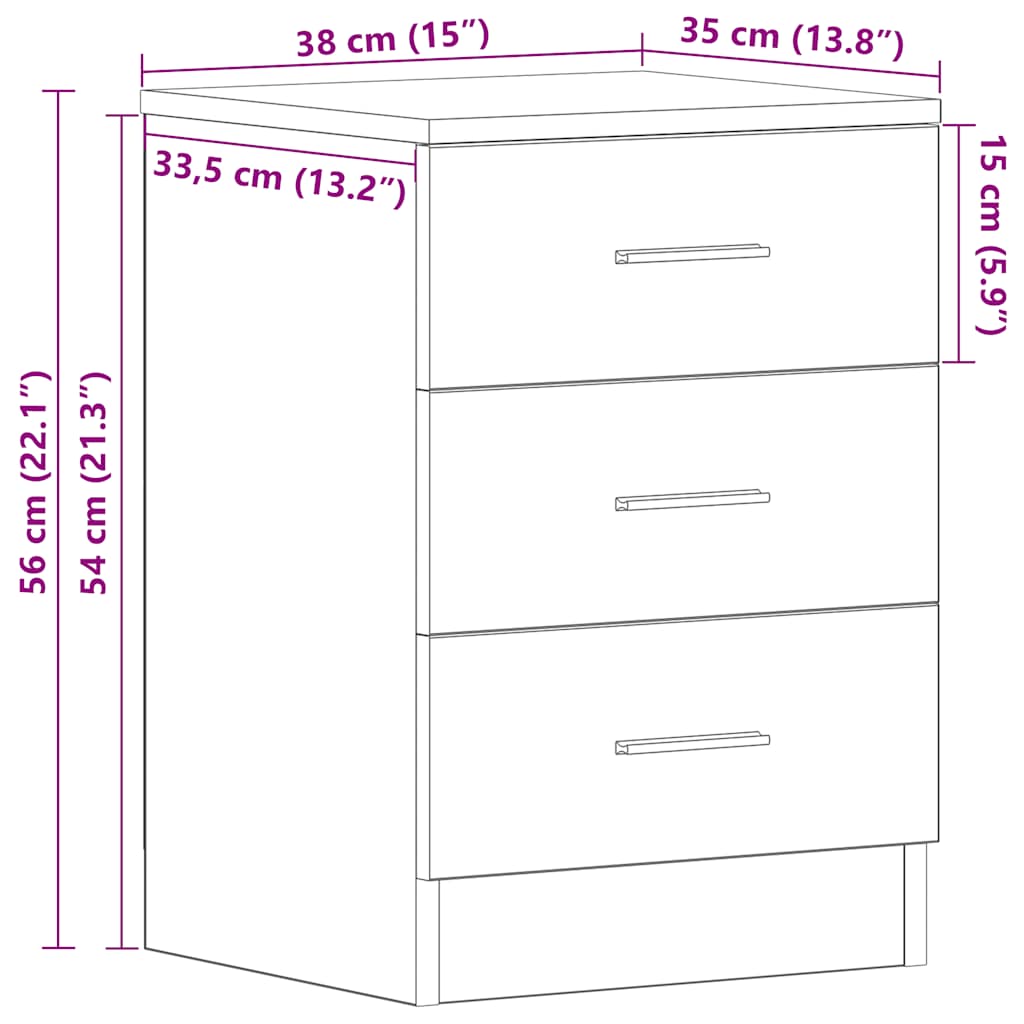 Nightstand White 38 x 35 x 56 cm Engineered Wood