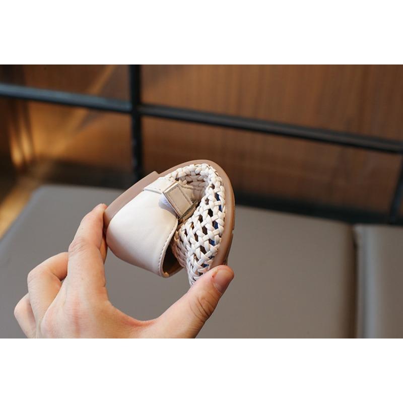 Girls' Princess Stylish Shoes Children's Hollow-Out Woven Sandals Loafers for Toddlers Elegant Cool Cute Girls Shoes
