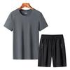 Ice Silk Quick-drying T-shirt Men's Five-piece Pants Two-piece Set Breathable Round Neck Short-sleeved Suit Men's Sports Shorts Suit