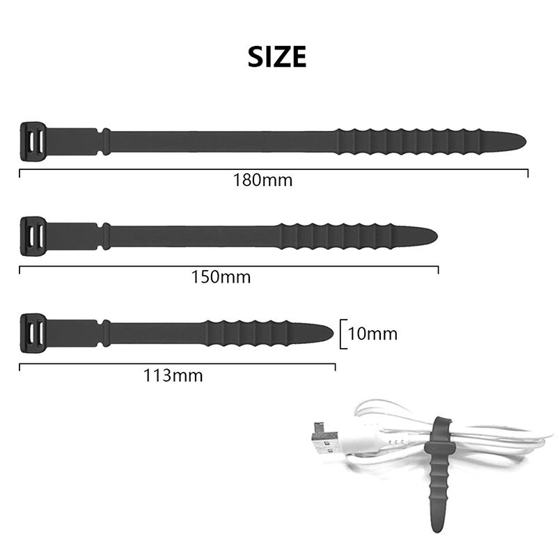 5Pcs Kabelbinder Draht Veranstalter Riemen Mehrzweck Wiederverwendbare Silikon Computer Verschluss Home Office Für Kopfhörer Elastische