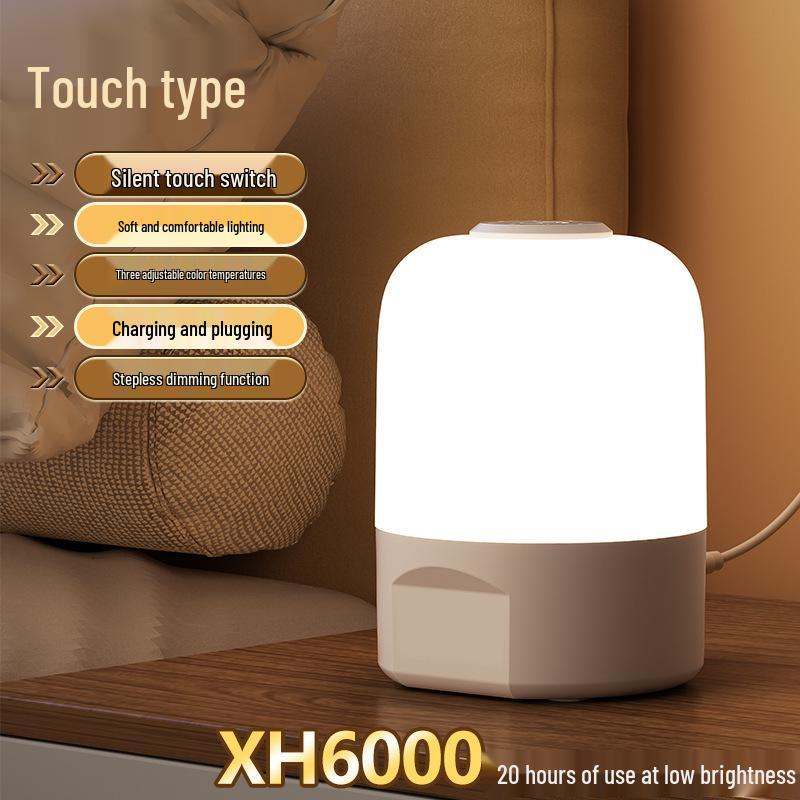 Eye-friendly LED Night Light: Bedroom, Dormitory, Desk & Bedside Lamp with Charging Function - Popular Atmosphere Lamp for Students