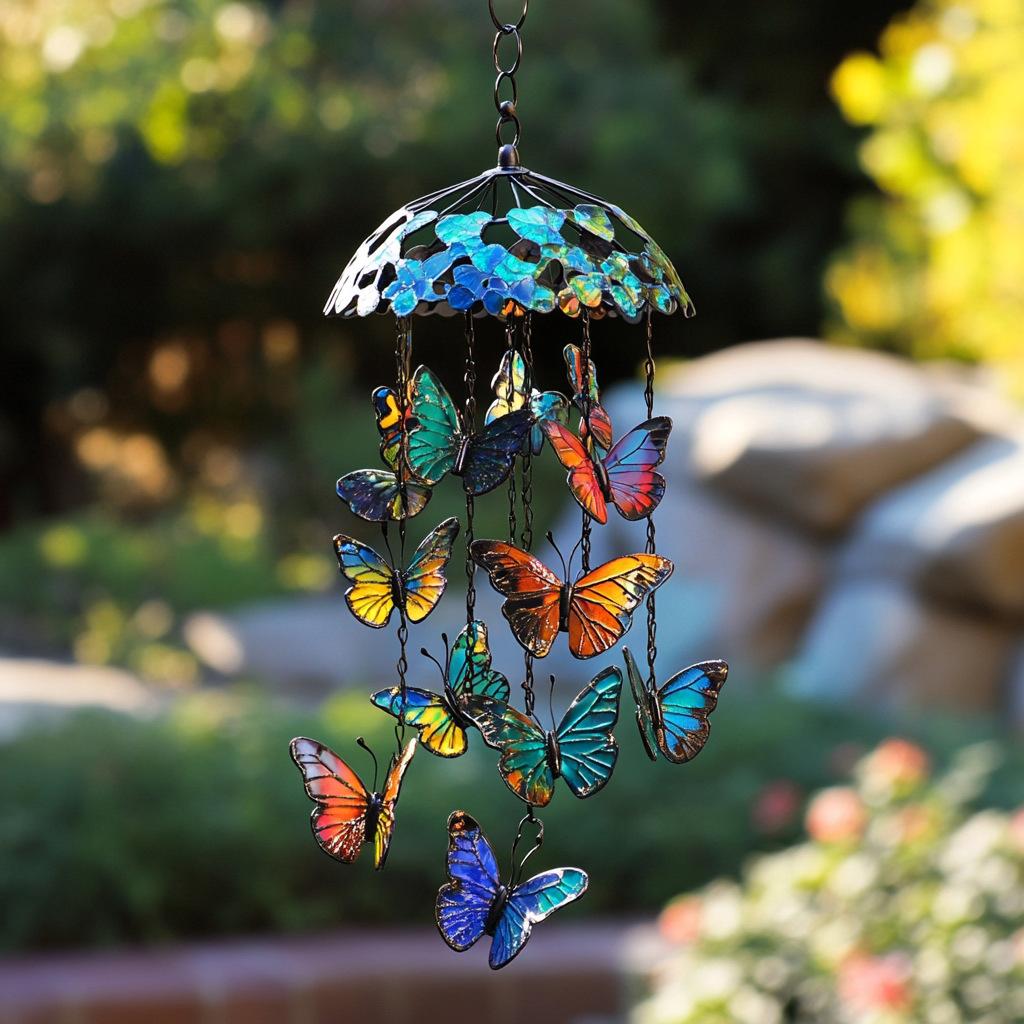 Outdoor Courtyard, Butterfly Wind Chimes, Decoration, Butterfly Wind Chime Decoration