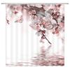 Pink Cherry Blossom Peach Blossoms Shower Curtain Set Flowers White Background Girl Bathroom Polyester Cloth Screen 12 With Hook