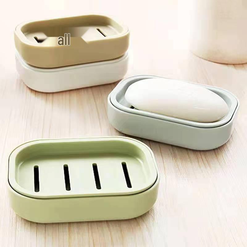 

Double-Layer Soap Dish with Lid – Portable Bathroom Soap Holder & Draining Tray White Soap Box