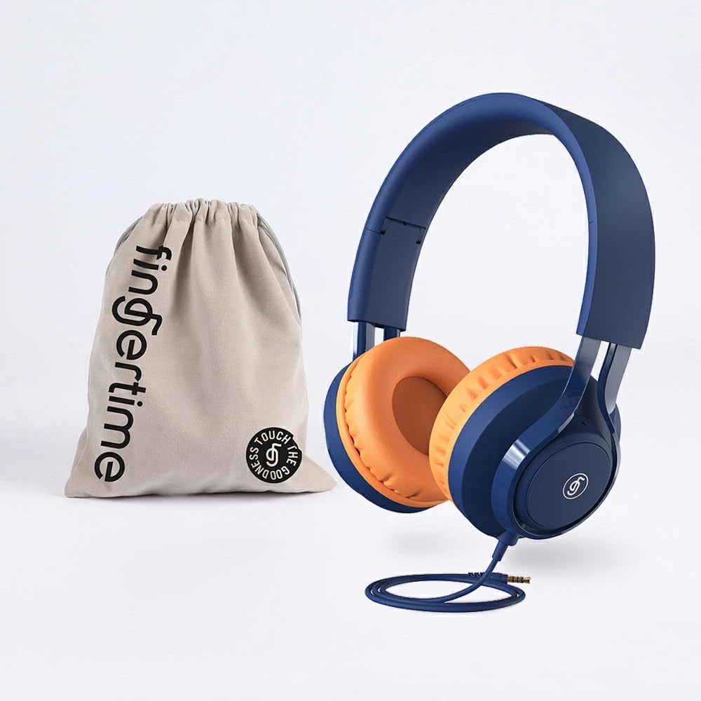 AGPTEK Kids' Headphones with Microphone, Foldable, Wired, Safe Volume Settings, Hearing Protection, Sound Isolation, 3.5mm Audio Jack, Compatible