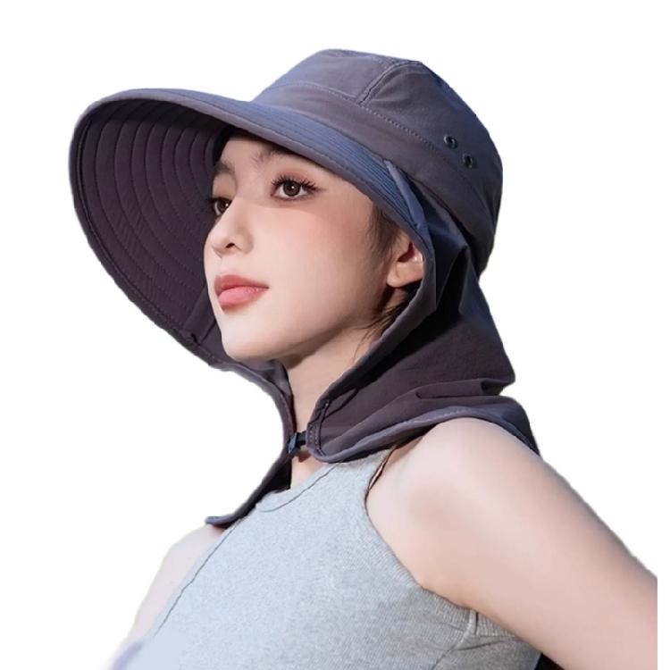 Women Sun Hat Bucket Hat with Large Shawl for Travel Hiking Shopping