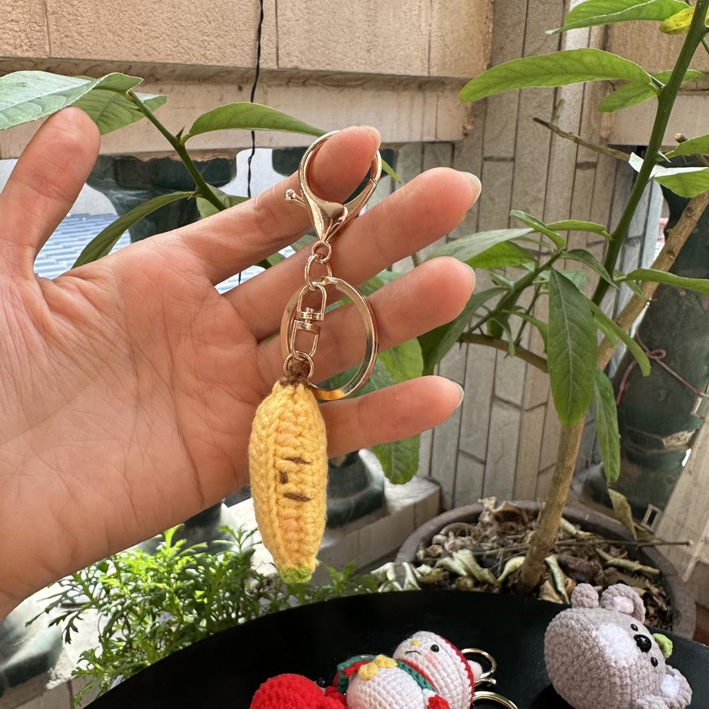 Handmade wool crocheted cartoon sunny day doll dog pig sheep chicken fox rabbit animal diy doll head key chain bag decoration