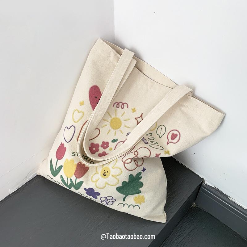 Korean Style Cute Canvas Handbag - Women's Summer Shoulder Bag with Zipper