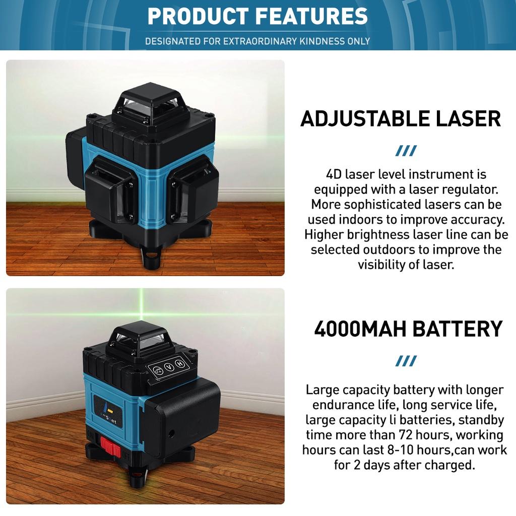 3D/4D 16/12/8 Lines Level Self-Leveling 360 Horizontal And Vertical Cross Super Powerful Green Laser Level Laser Level
