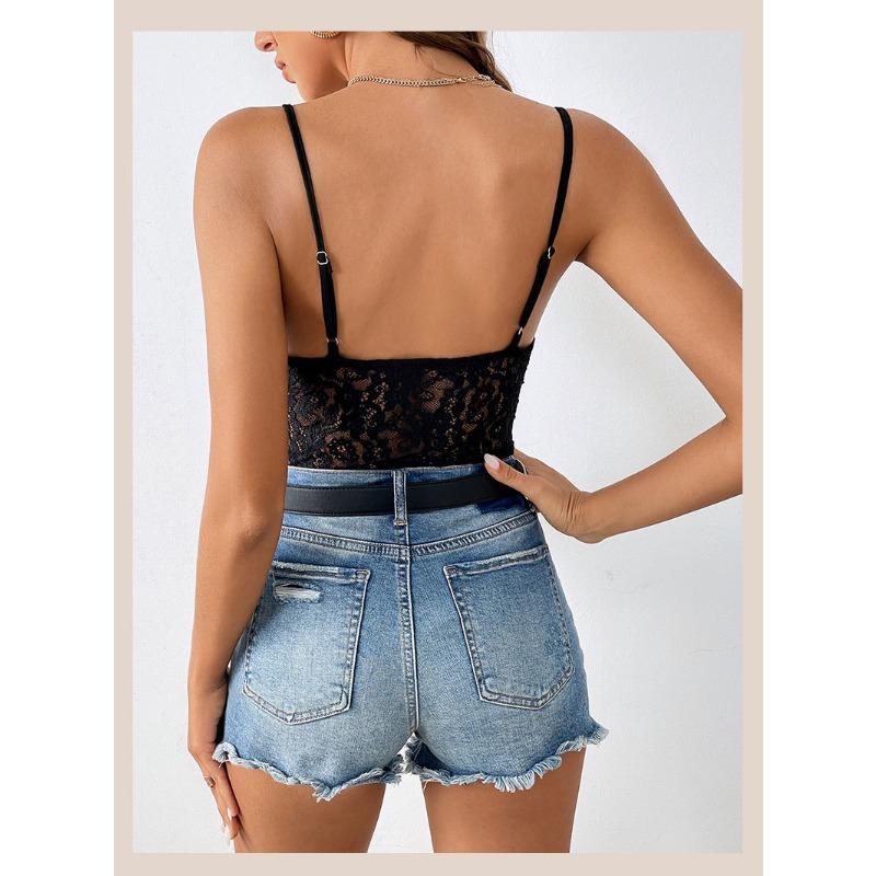 Summer Women's Jumpsuit Personality Street Tight Type Black Mesh See-through Sexy Halter Jumpsuit