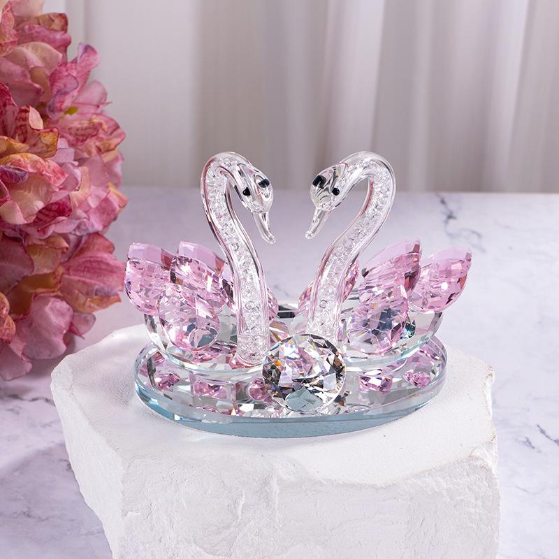 Decorazione Cigno in Cristallo per la Casa - Regalo Elegante per Coppie