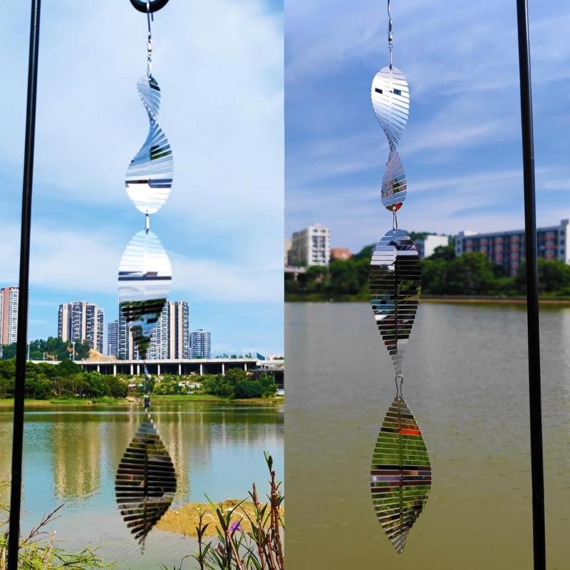 Pack of 3 Reflective Metal Wind Spinners Bird Deterrents for Outdoor Decoration and Effective Bird Control in Sunlight