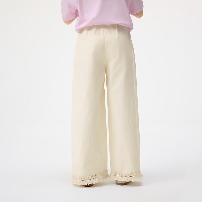 Girls' Tassel Hem 3D Flower Wide-Leg Long Pants