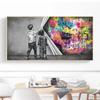 Abstrakte Graffiti-Kinder auf der Bühne, Showvorhang, Leinwand-Kunst, Poster, Drucke, Wandbilder für Wohnzimmer, Zuhause, Cuadros-Dekor