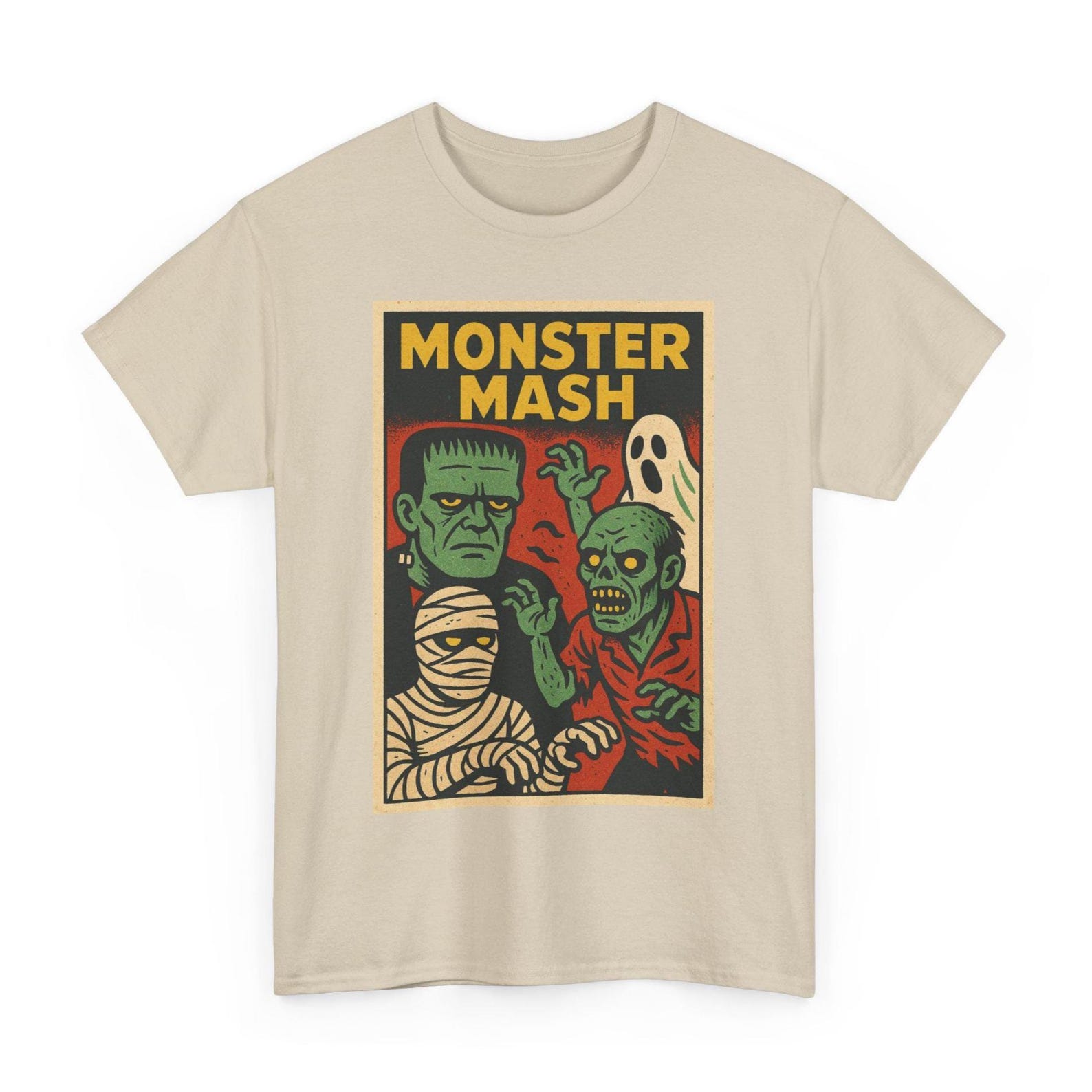 Retro Monster Mash T-Shirt: Frankenstein & Mummy Comic Tee S