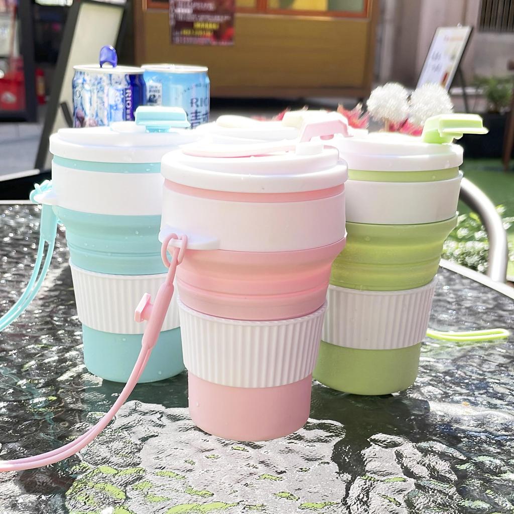350ML Portable Silicone Folding Cup – Durable, High-Temperature Resistant, with Climbing Rope for Outdoor Travel and Home Use