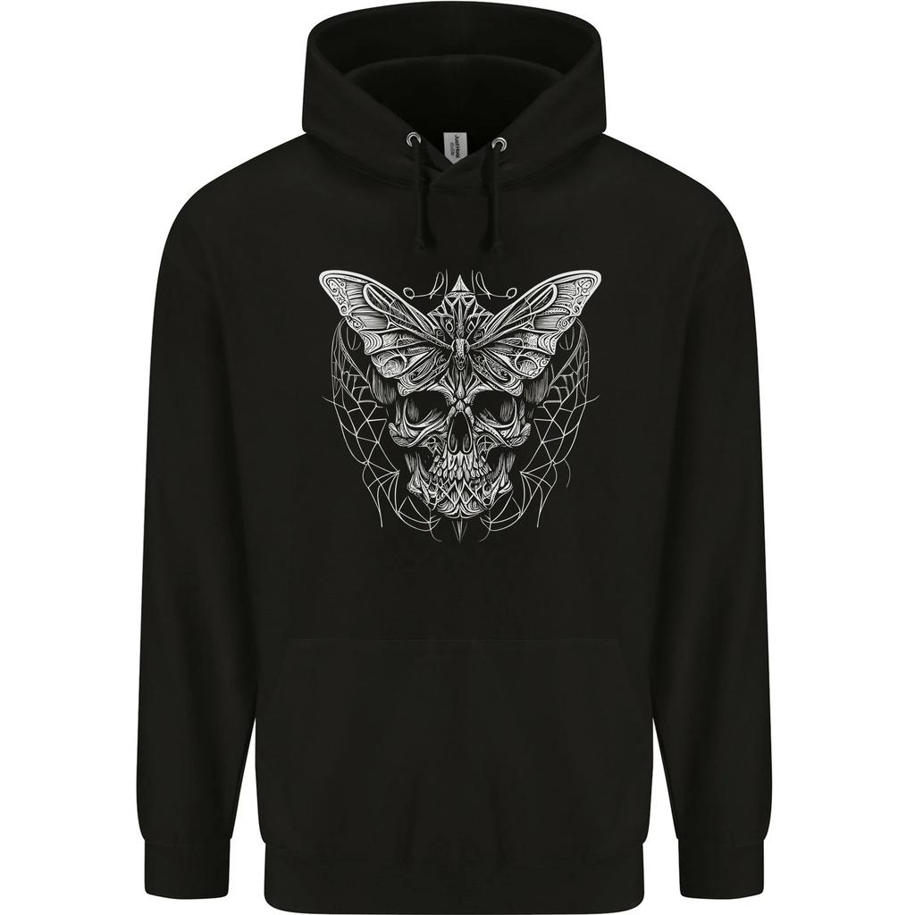 A White Moth Skull Mens Hoodie