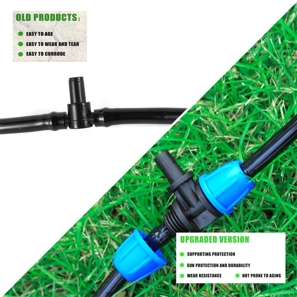 1/4" Hose Water Tube Connector Tee End Plug Blue Joint 6mm Nozzle Coupling Garden Micro-Irrigation Adapter Watering Pipe Fitting
