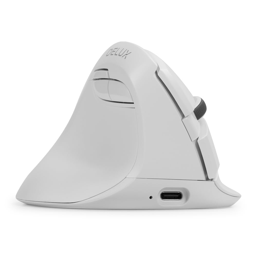 Delux Ergonomic Wireless Vertical 4000 Dual Relieves Carpal and Hand for and Macs ZD Mouse, Left-Handed, Mouse, Quiet, DPI, Left-Handed, Rechargeable,