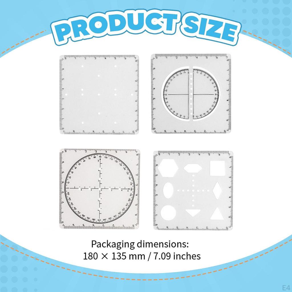 Geometric Drawing Stencil Ruler Measuring Template Mathematics Made of PVC