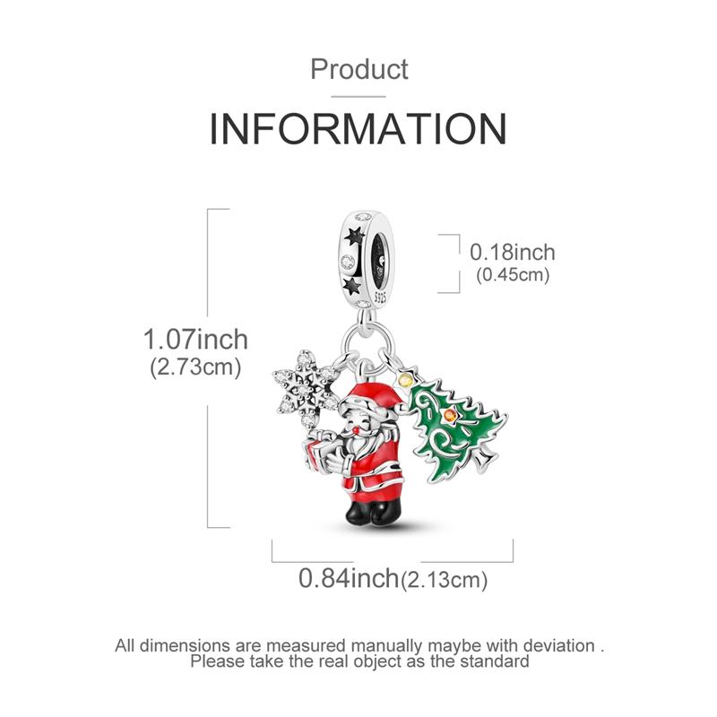 Winter Copper Original Christmas Charms Bead Pendant Fit Original Bracelet Necklace For Women Diy Jelwelry Gift