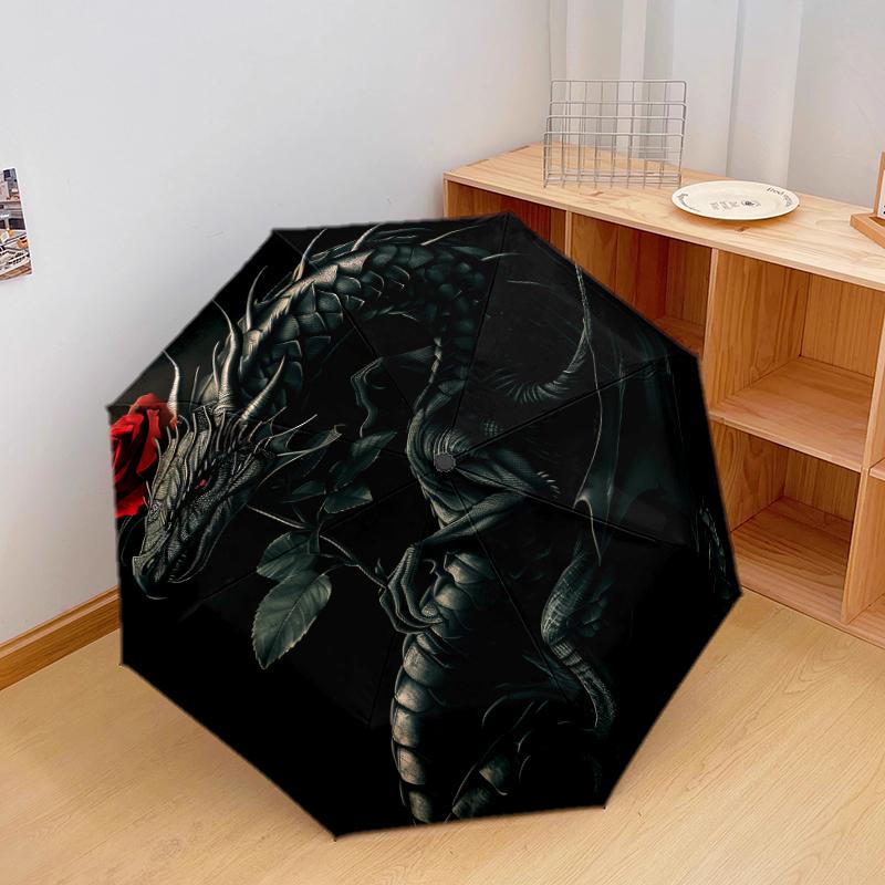 1 PC Automatic Folding Umbrella - Dragon Pattern, Portable & Foldable Design with 8 Ribs, Christmas Birthday Gifts
