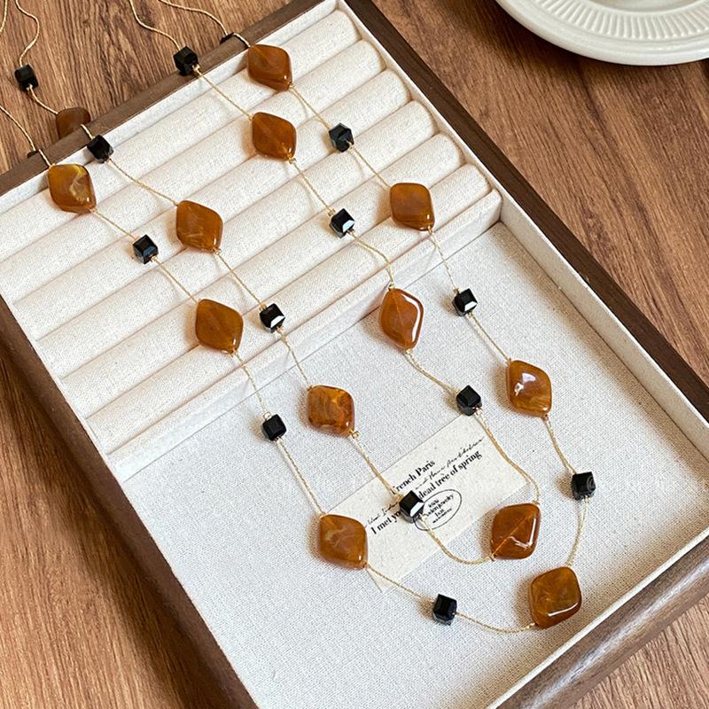 Vintage Maillard Přírodní tygří oko Choker náhrdelník pro ženy Skládané krční korálkové řetízky Šperky Dárek
