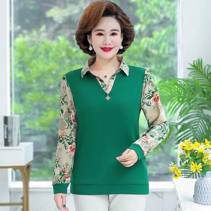 Velvet and Thickened Mother Wear Fashion T-shirt Small Shirt Versatile Women Large Size Bottoming Shirt Tops for Women