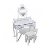VidaXL Coiffeuse avec miroir et tabouret 7 tiroirs Blanc